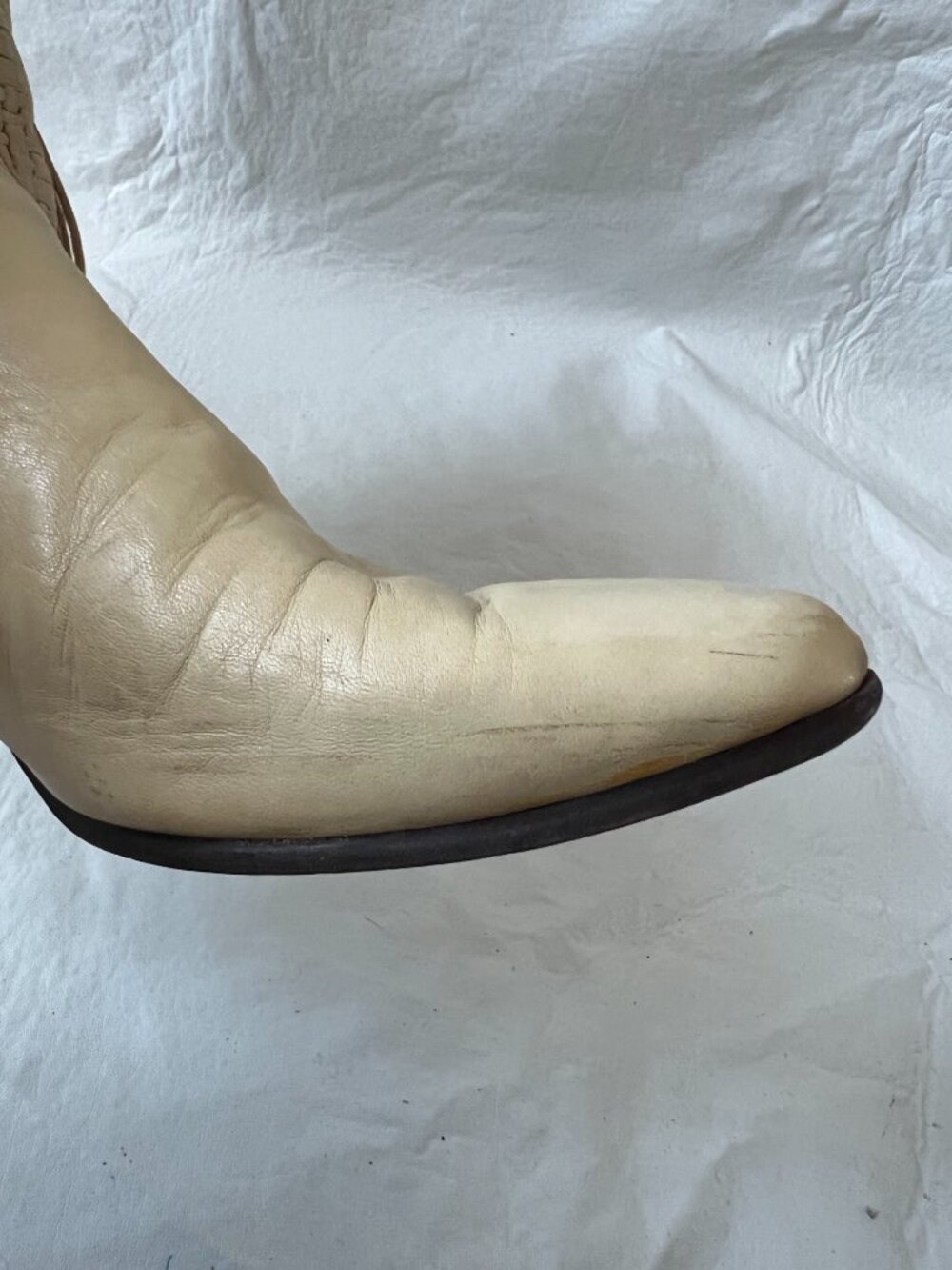 Vintage western boots Laredo cream leather basket weave womens 10 almond toe - Picture 14 of 15